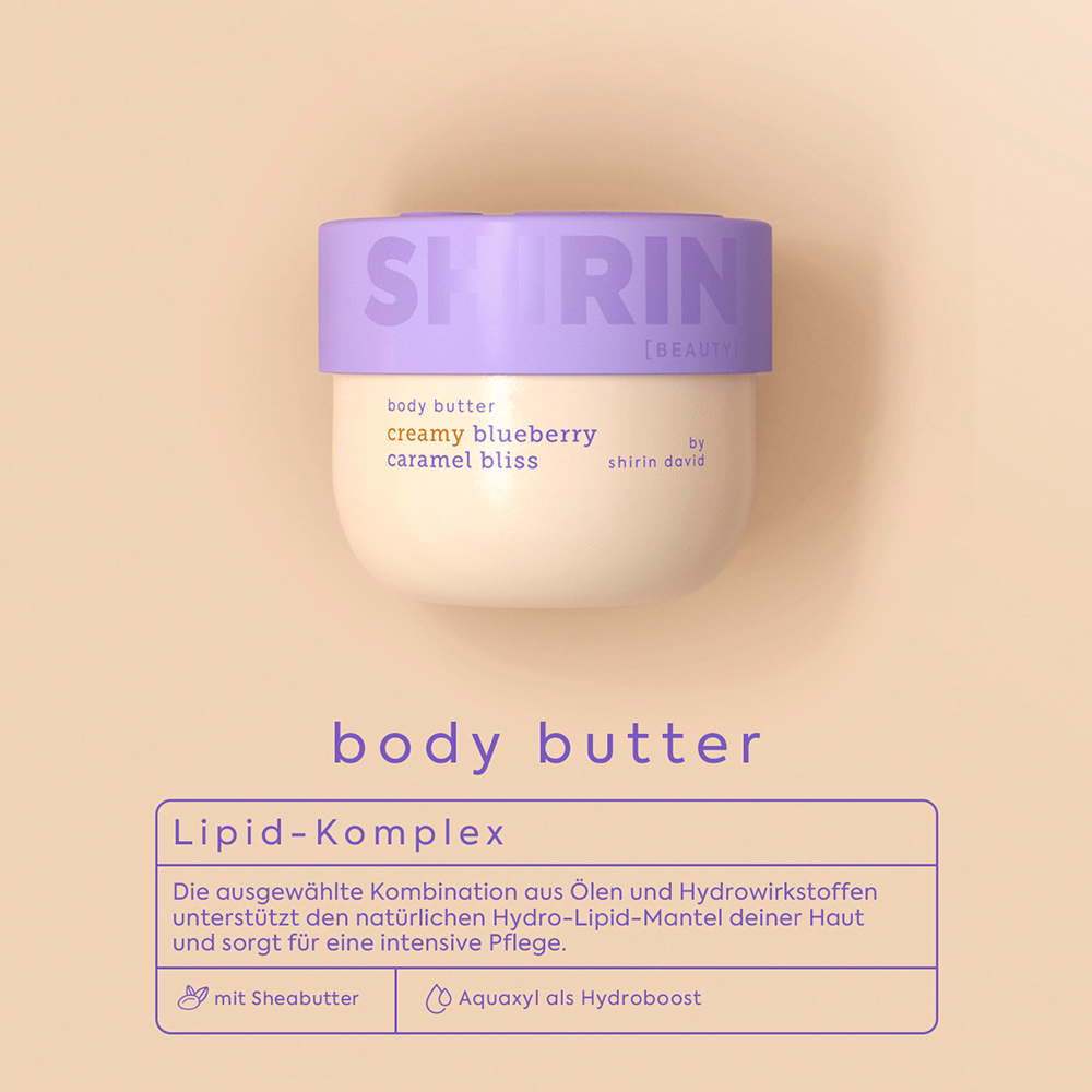 Bild: Shirin Beauty Body Butter Creamy Blueberry Caramel Bliss