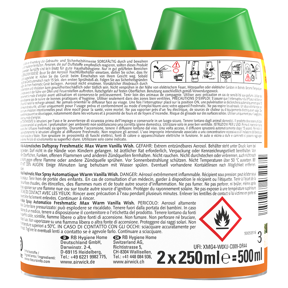 Bild: AIRWICK Automatisches Duftspray Freshmatic Duo Nachfüllung Warm Vanilla Wish