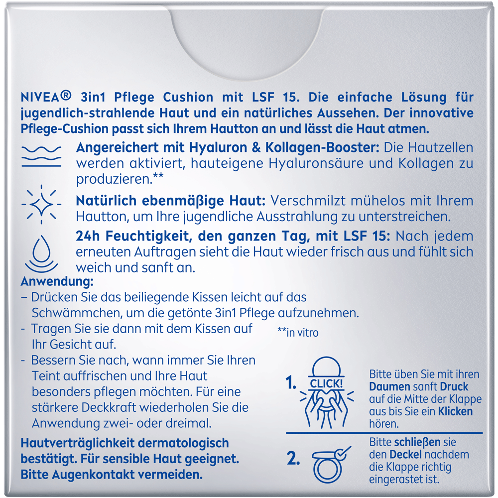 Bild: NIVEA Hyaluron Cellular Filler 3in1 Pflege Cushion dunkel