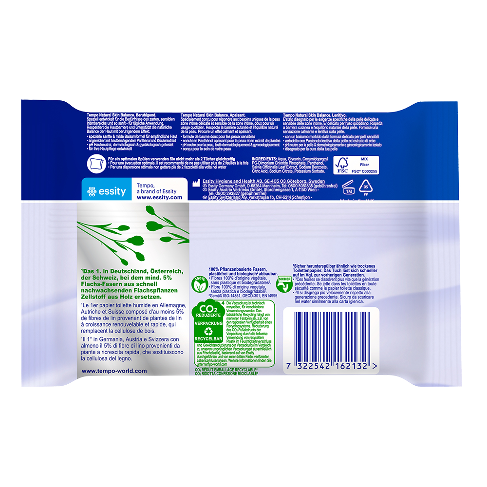 Bild: Tempo Feuchtes Toilettenpapier Natural Skin Balance 