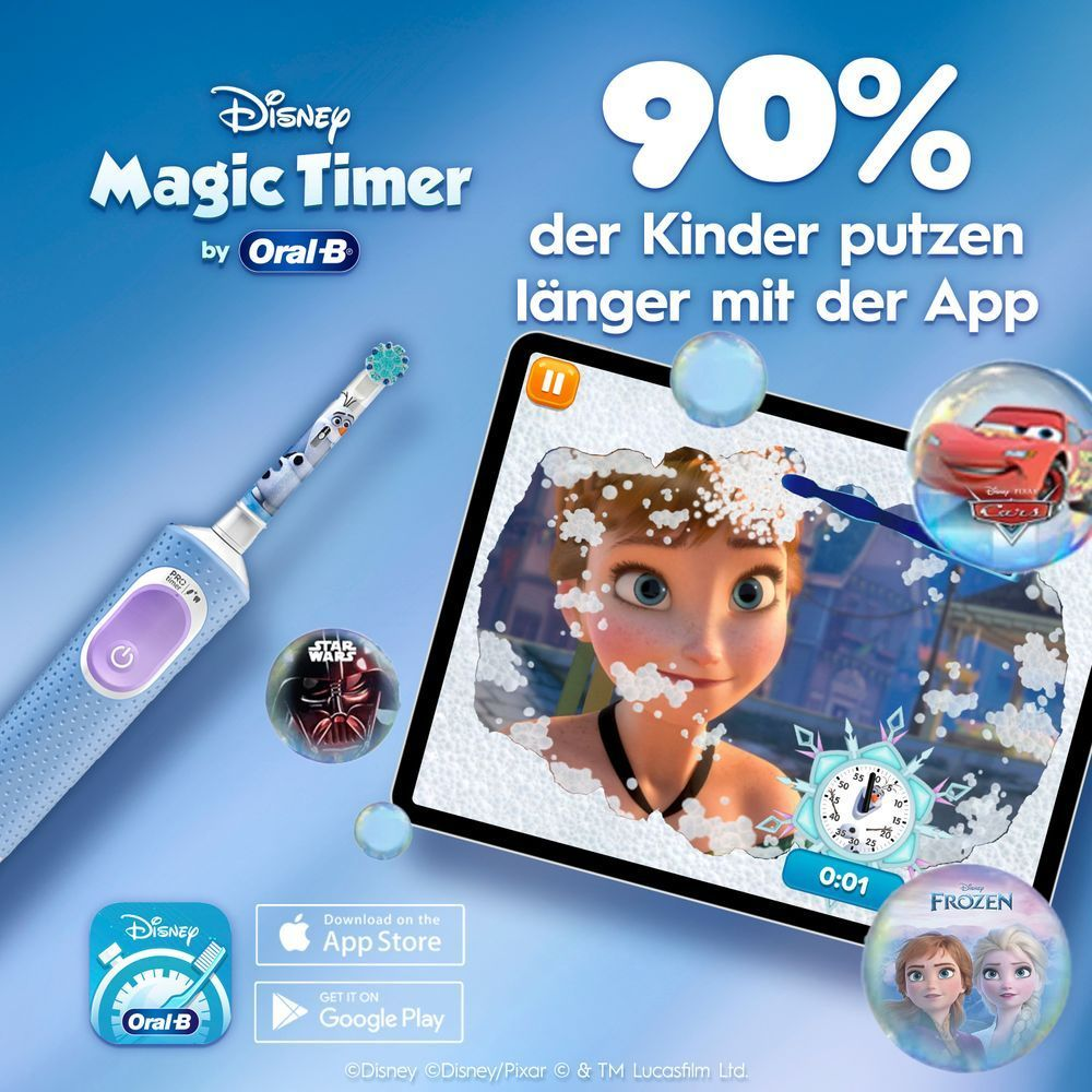 Bild: Oral-B Pro Kids Frozen Elektrische Zahnbürste, Blau/Lila 