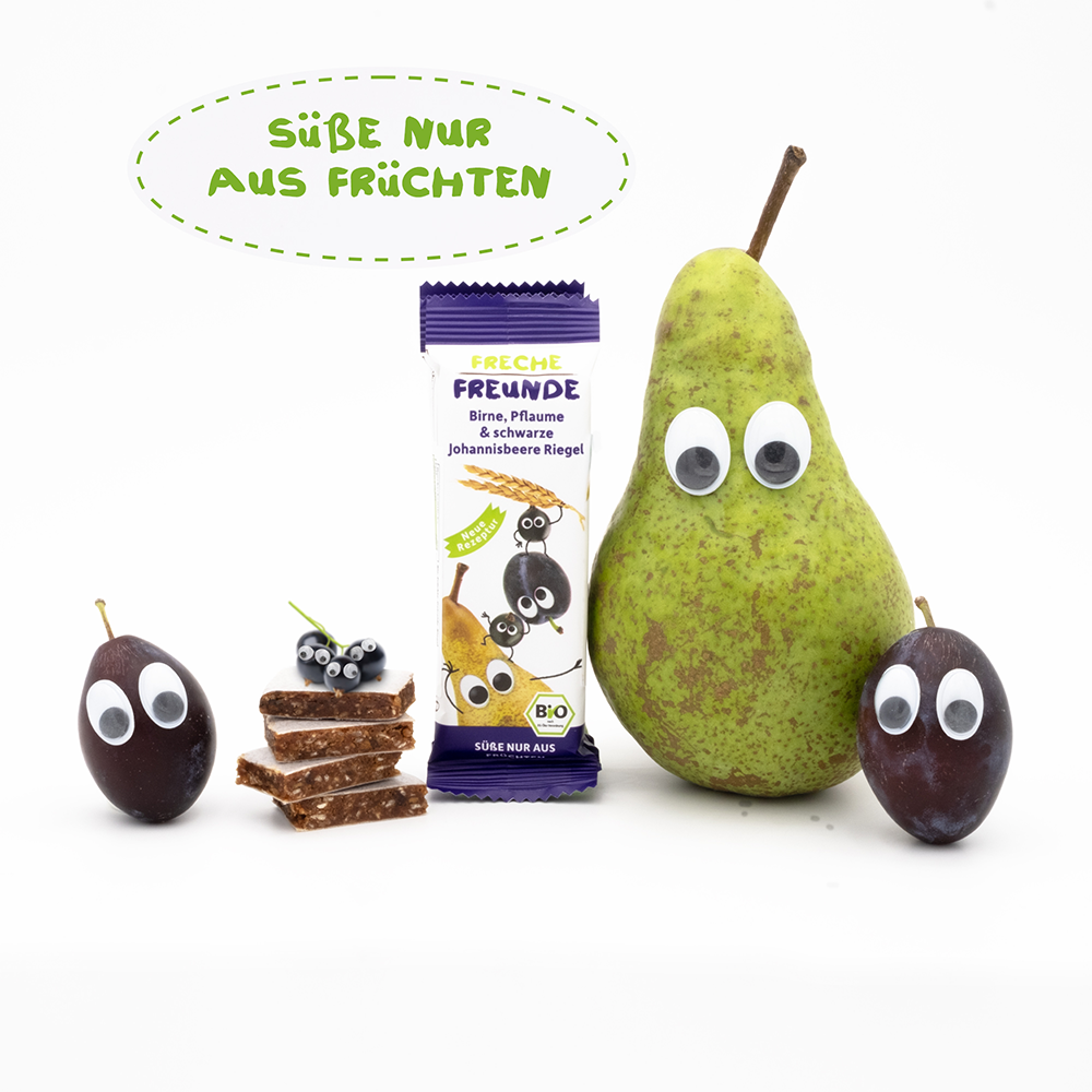 Bild: Freche Freunde Getreideriegel Birne, Pflaume & schwarze Johannisbeere 