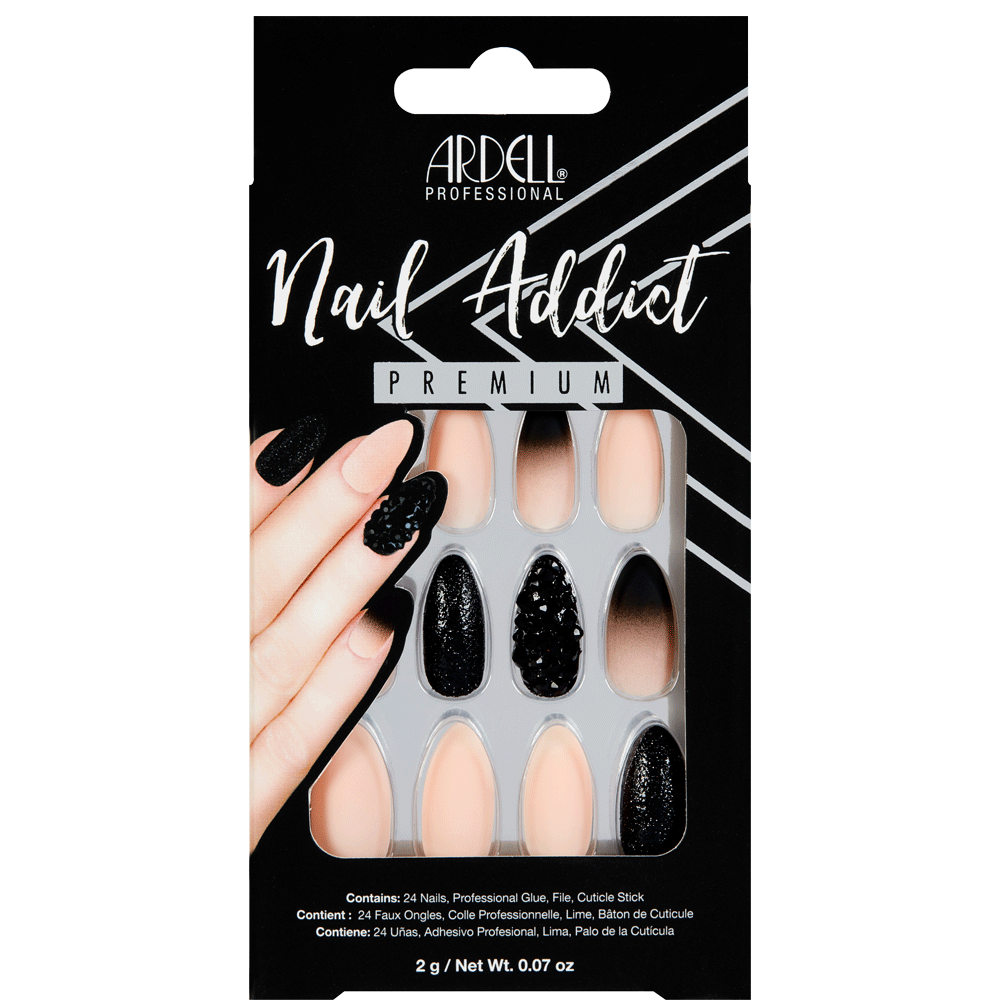 Bild: ARDELL Nail Addict Premium Kunstfingernägel Black Stud & Pink Ombré