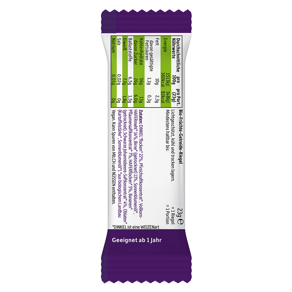 Bild: Freche Freunde Getreideriegel Birne, Pflaume & schwarze Johannisbeere 