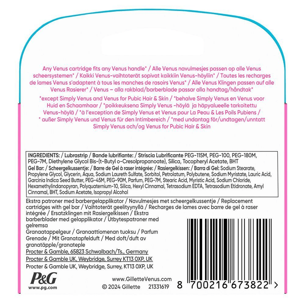 Bild: Gillette Venus Pro ComfortGlide Tropical Damen Ersatzklingen mit Granatapfel Duft 