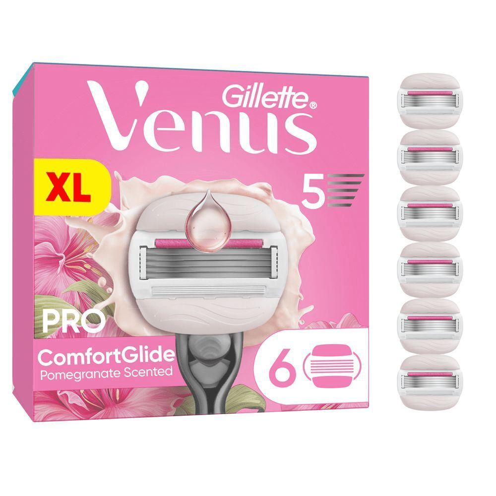 Bild: Gillette Venus Pro ComfortGlide Tropical Damen Ersatzklingen mit Granatapfel Duft 