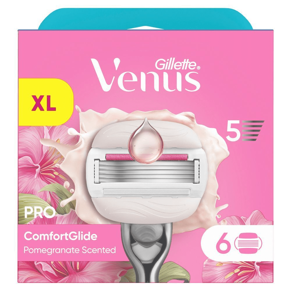 Bild: Gillette Venus Pro ComfortGlide Tropical Damen Ersatzklingen mit Granatapfel Duft 