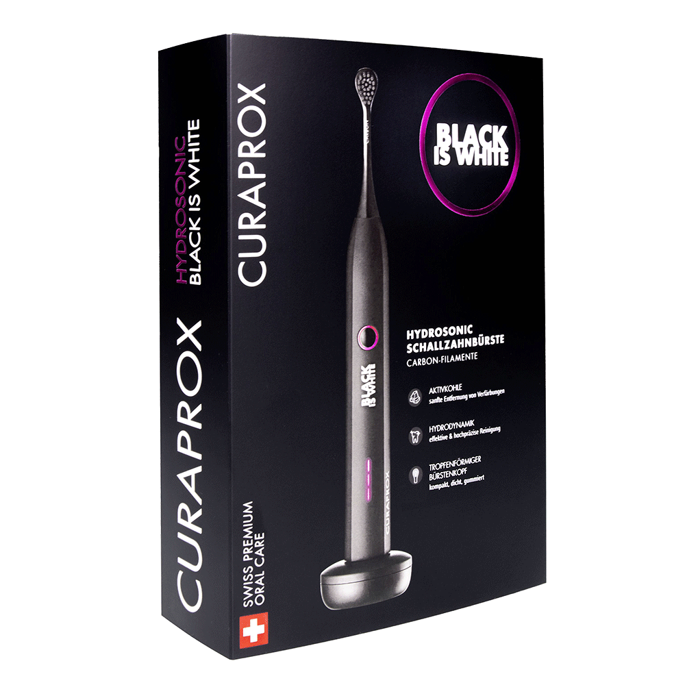 Bild: CURAPROX Hydrosonic Schallzahnbürste Black is White 