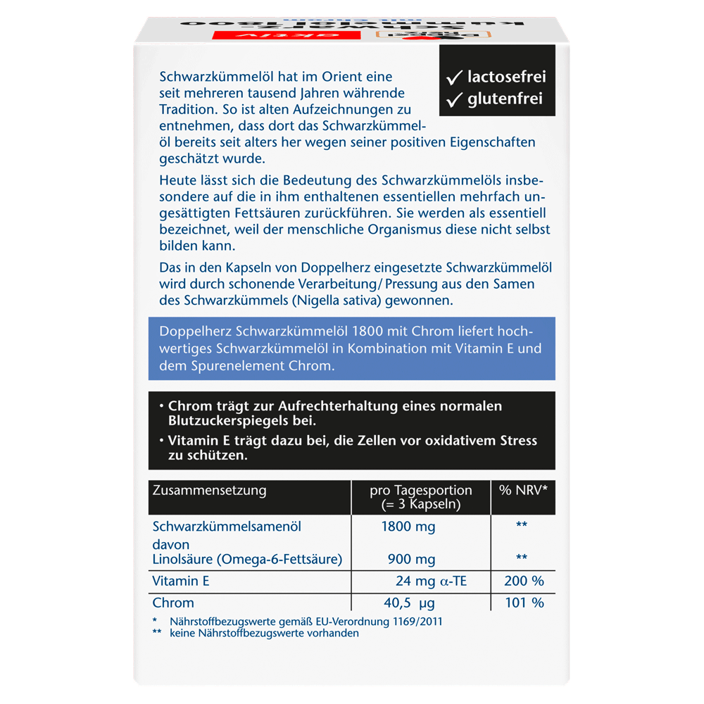 Bild: DOPPELHERZ Schwarzkümmelöl 1800 mit Chrom 