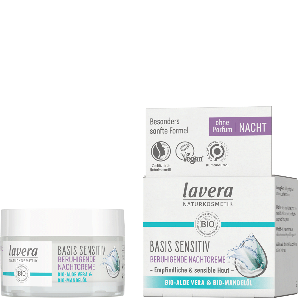 Bild: lavera Basis Sensitiv Regenerierende Nachtcreme Aloe Vera & Mandelöl 