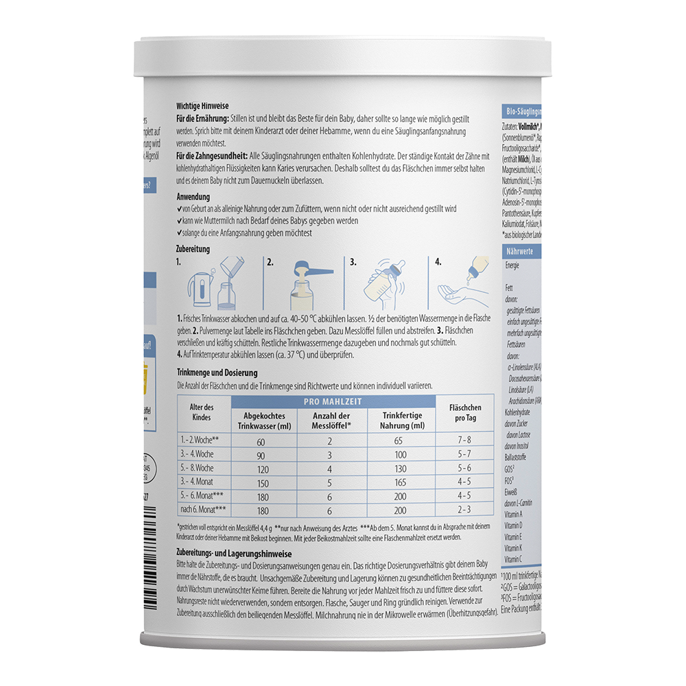 Bild: Löwenzahn organics Bio Anfangsmilch aus Vollmilch 
