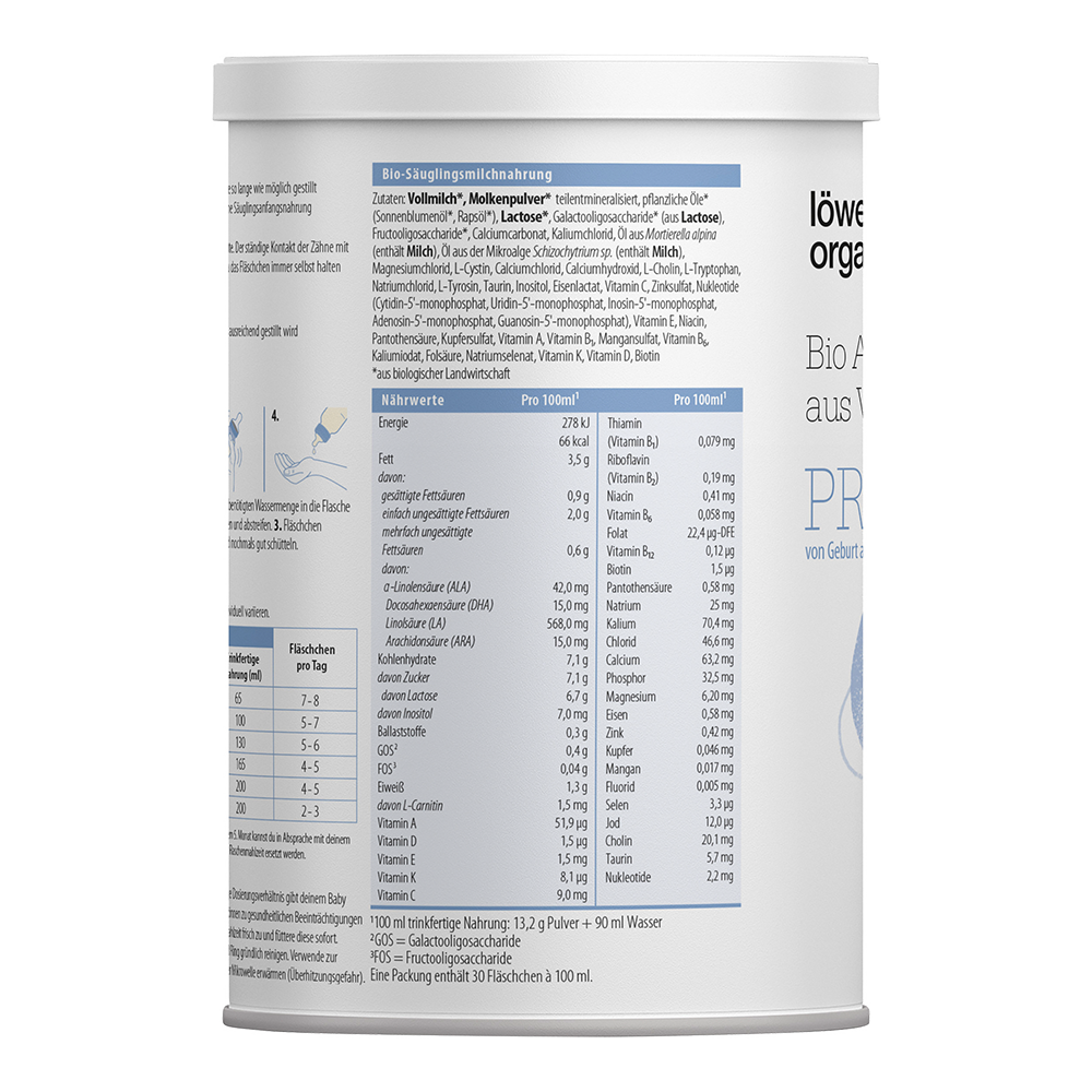 Bild: Löwenzahn organics Bio Anfangsmilch aus Vollmilch 