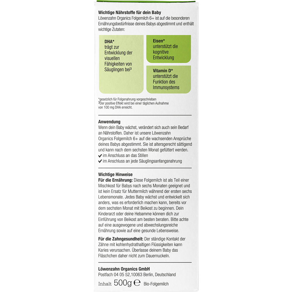Bild: Löwenzahn organics Bio Folgemilch 