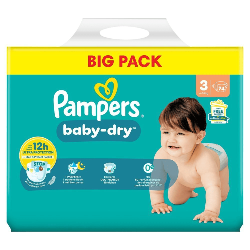 Bild: Pampers Baby-Dry Größe 3, 6kg-10kg, Big Pack 