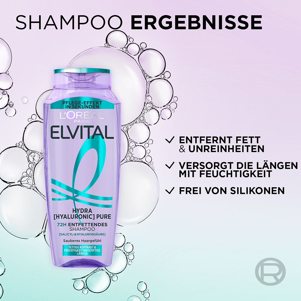 Bild: L'ORÉAL PARIS ELVITAL Hydra [Hyaluronic] Pure 72H Entfettendes Shampoo 