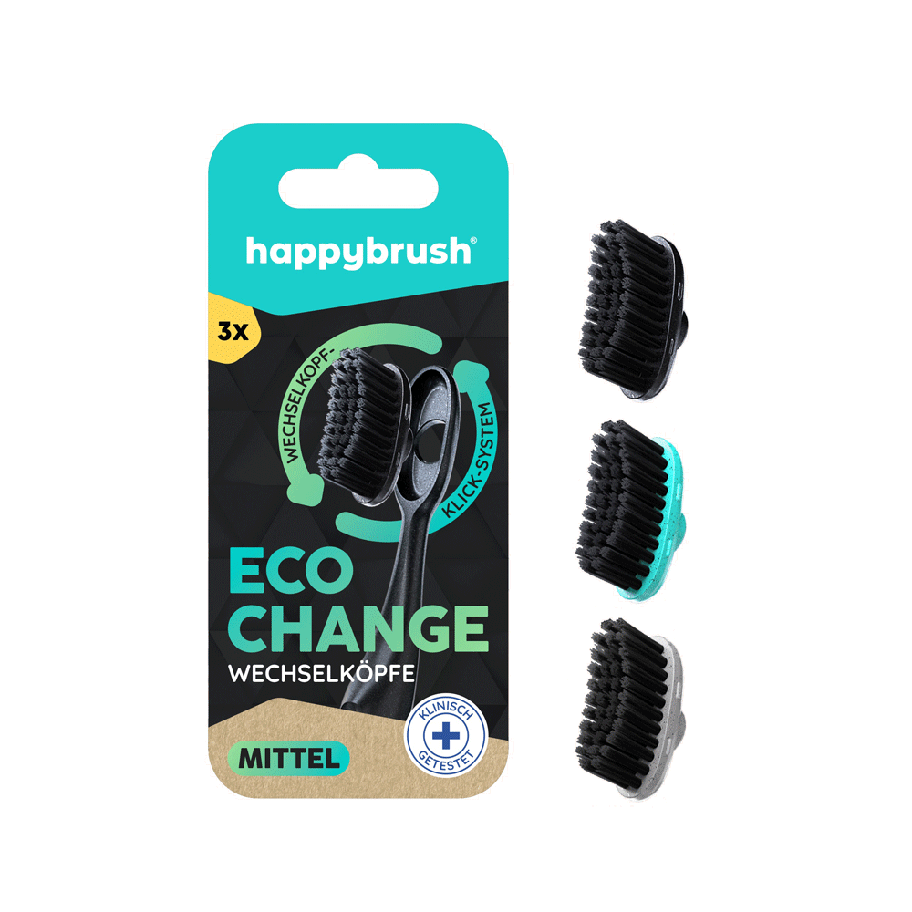 Bild: happybrush Eco Change Zahnbürste Wechselköpfe Mittel 