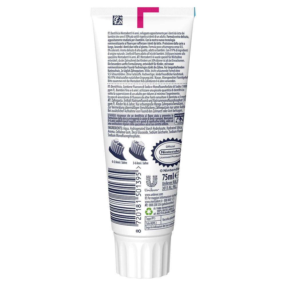 Bild: mentadent Kinderzahncreme 0-6 Jahre Super Mario