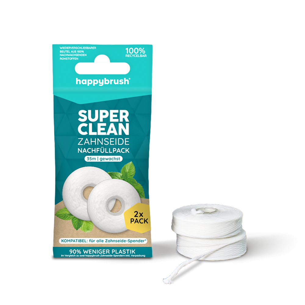 Bild: happybrush Super Clean Zahnseide Nachfüllpack gewachst 
