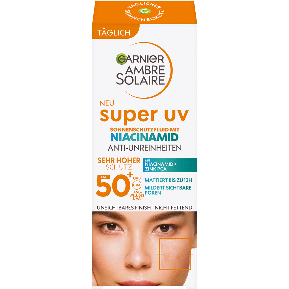 Bild: GARNIER AMBRE SOLAIRE Sonnenschutzfluid Niacinamid LSF50+