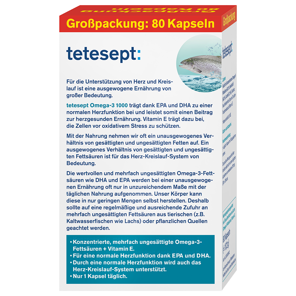 Bild: tetesept: Omega-3 1000 Seefisch- und Lachsöl