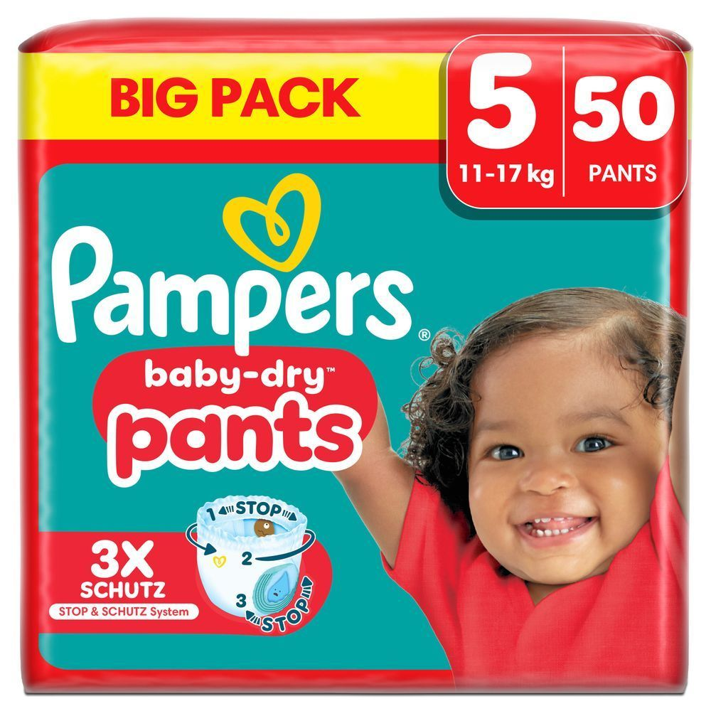 Bild: Pampers Baby-Dry Windelhosen Größe 5, 11kg-17kg, Big Pack 
