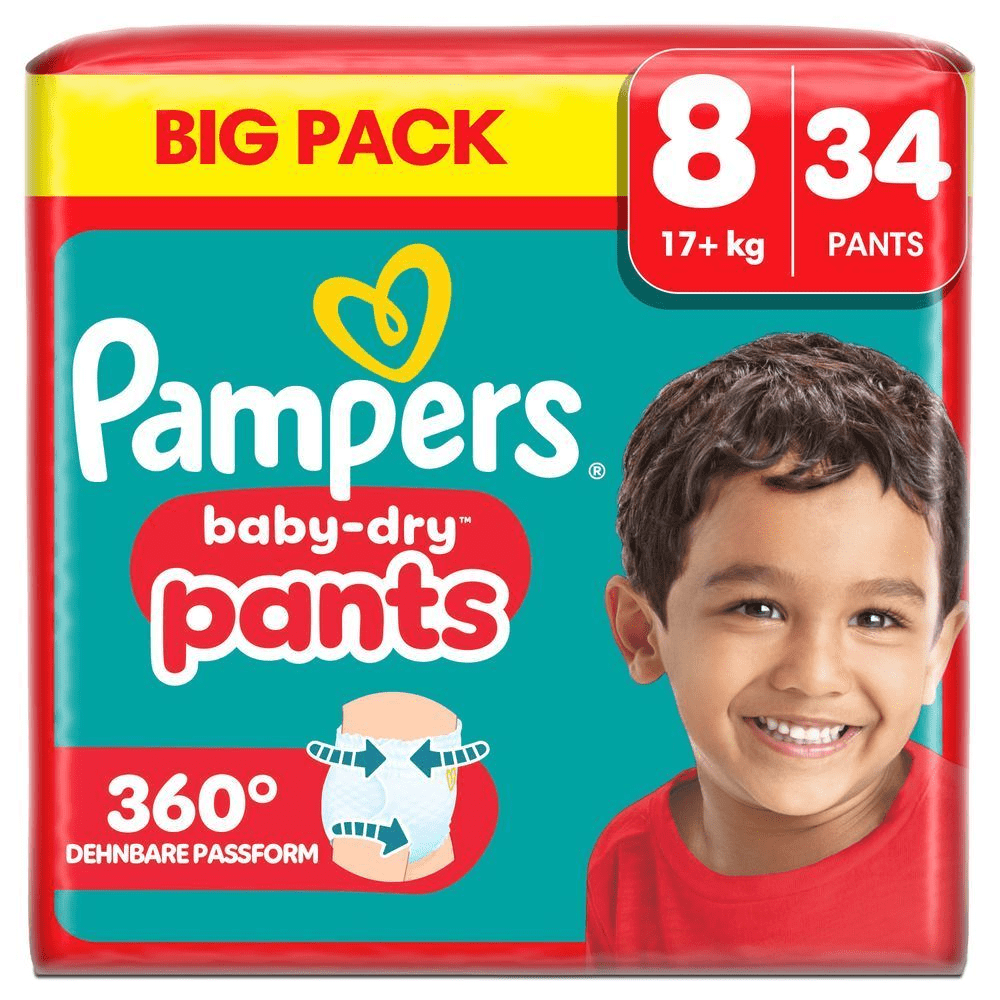 Bild: Pampers Baby-Dry Pants Größe 8, 17kg+, Big Pack 