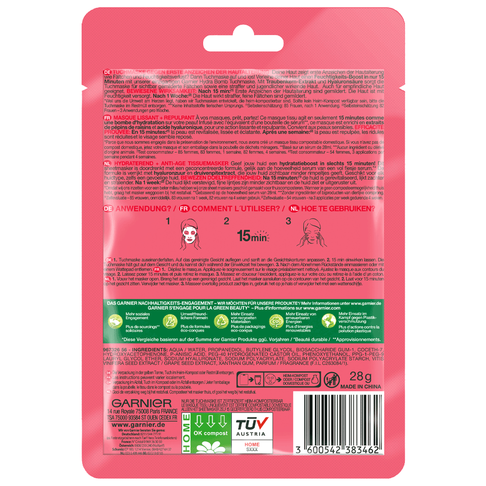 Bild: GARNIER Hydra Bomb Tuchmaske Anti Age