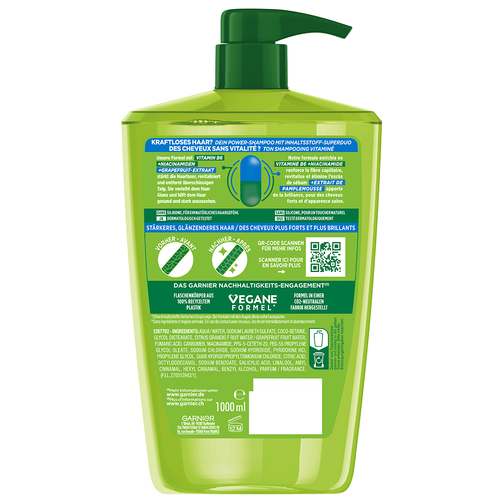 Bild: GARNIER FRUCTIS Kraft und Glanz kräftigendes Shampoo Grapefruitextrakt