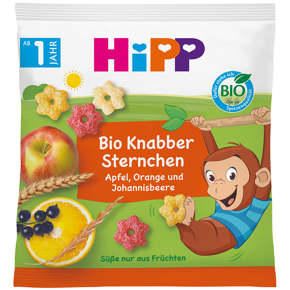 Bild: HiPP Bio Knabber Sternchen Apfel Orange und Johannisbeere 