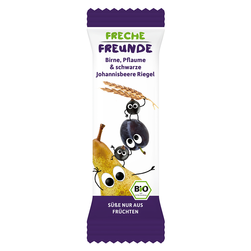 Bild: Freche Freunde Getreideriegel Birne, Pflaume & schwarze Johannisbeere 