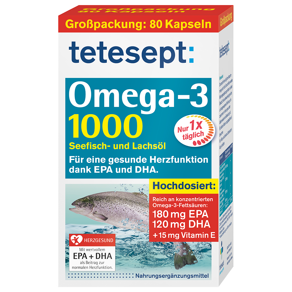 Bild: tetesept: Omega-3 1000 Seefisch- und Lachsöl