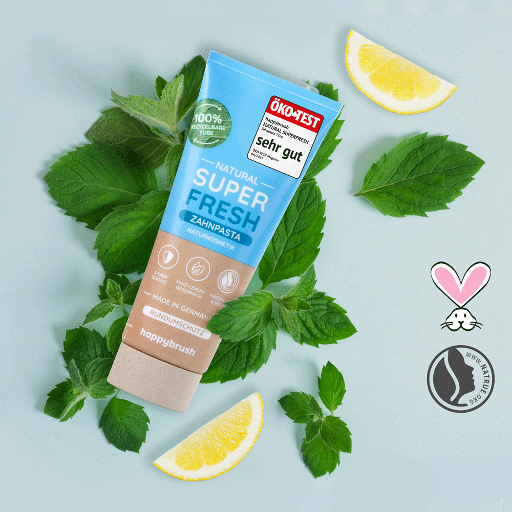 Bild: happybrush Zahnpasta Natural Super Fresh Rundumschutz 