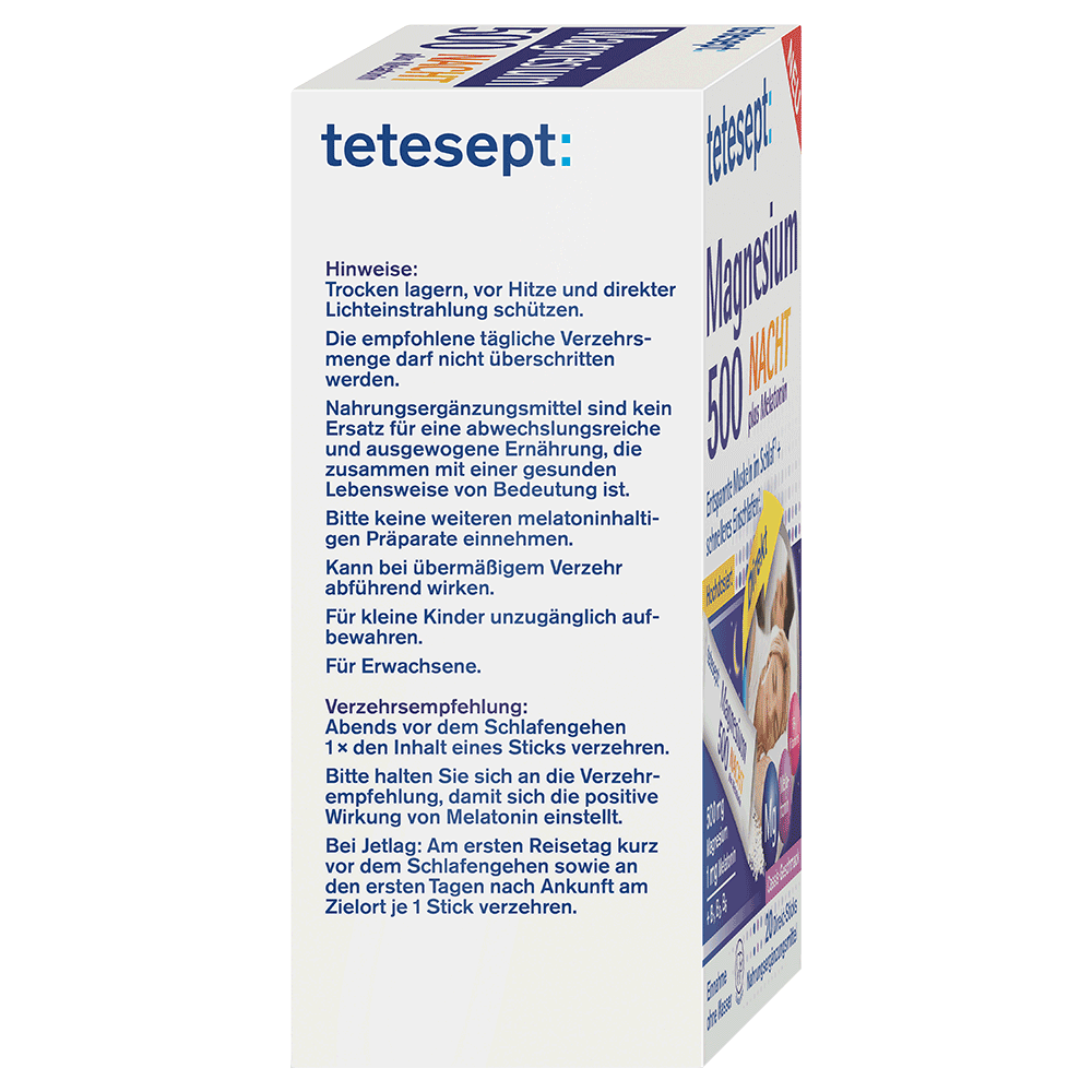Bild: tetesept: Magnesium 500 Nacht Direkt + Melatonin