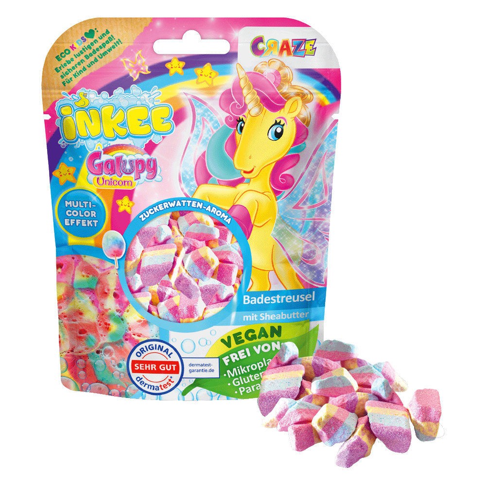 Bild: Craze Inkee Badestreusel Galupy Unicorn Zuckerwatten Aroma