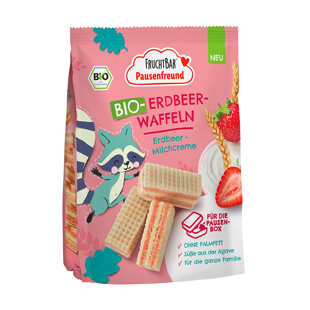 Bild: FruchtBar Bio Erdbeer-Waffeln mit Erdbeer-Milchcreme 