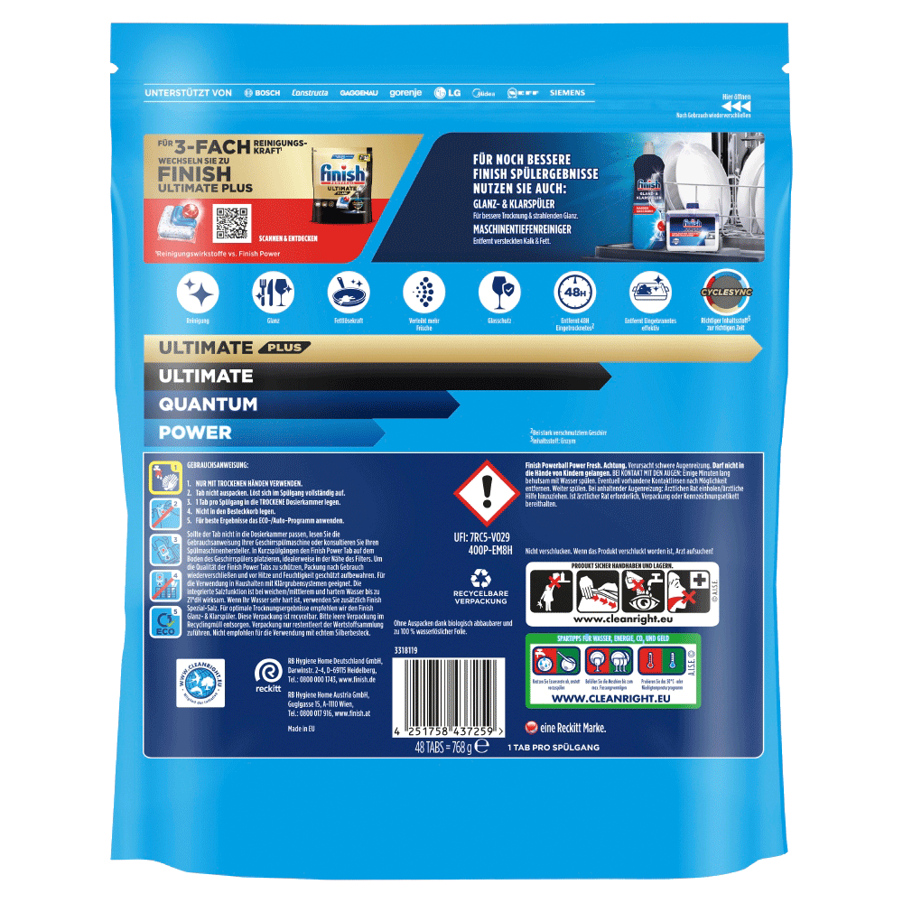 Bild: finish Powerball Power Geschirrspültabs 