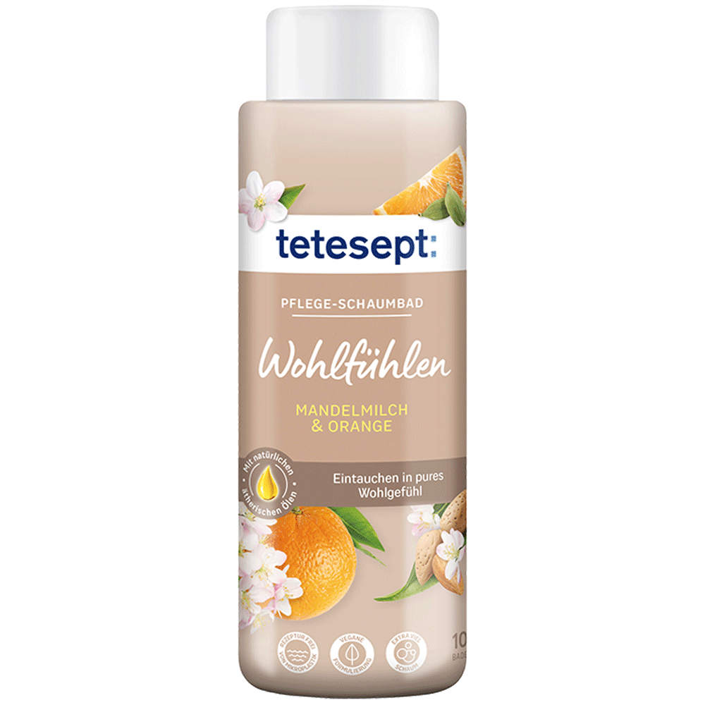 Bild: tetesept: Pflege Schaumbad Wohlfühlen Mandelmilch und Orange