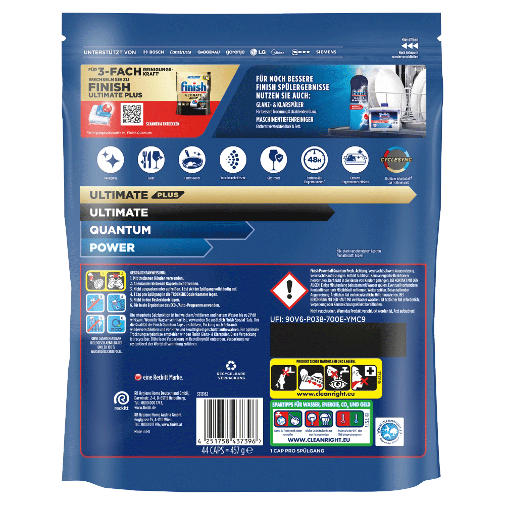 Bild: finish Powerball Quantum Geschirrspültabs 