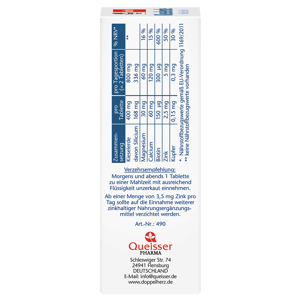 Bild: DOPPELHERZ Kieselerde + Biotin + Zink 