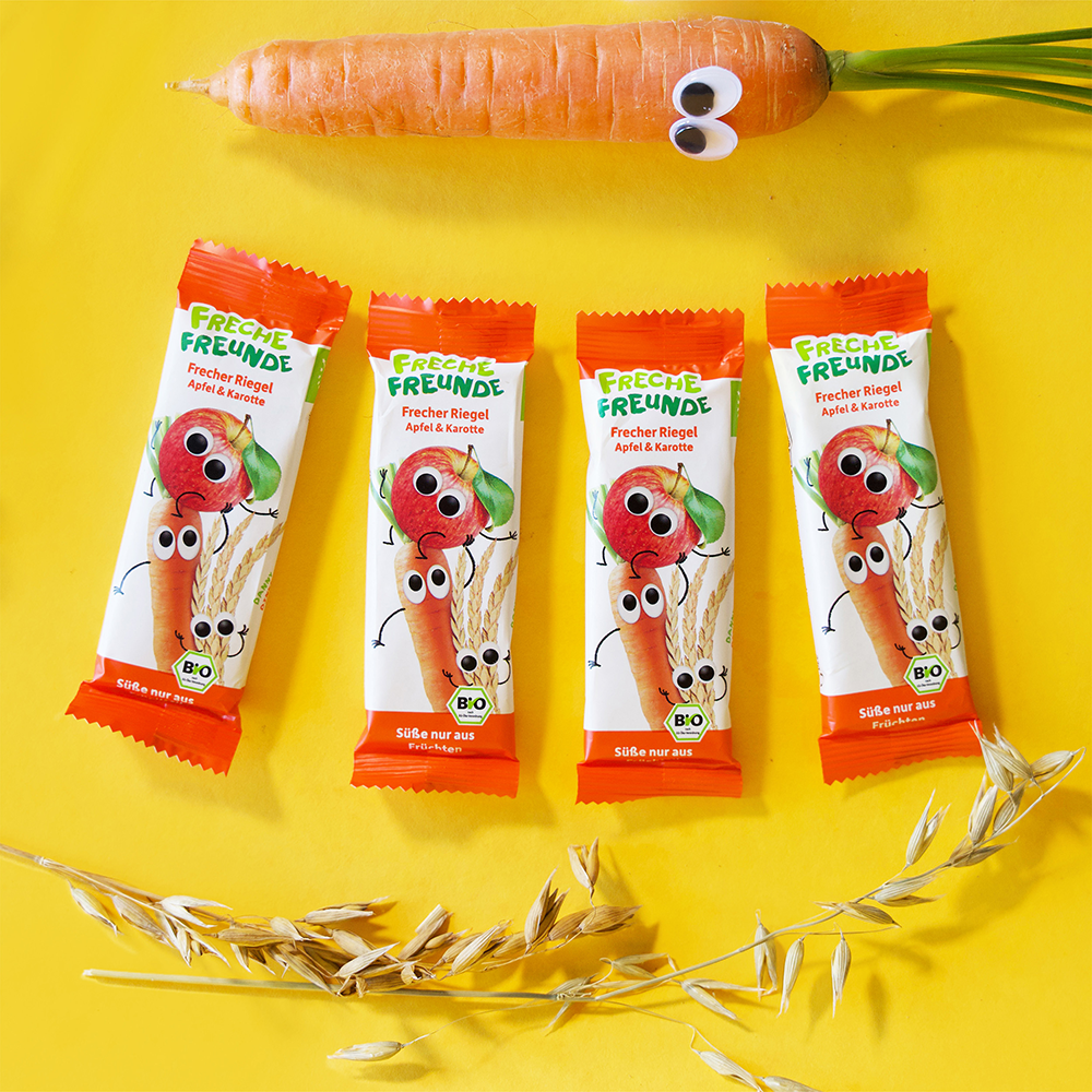 Bild: Freche Freunde Frecher Riegel Apfel und Karotte 
