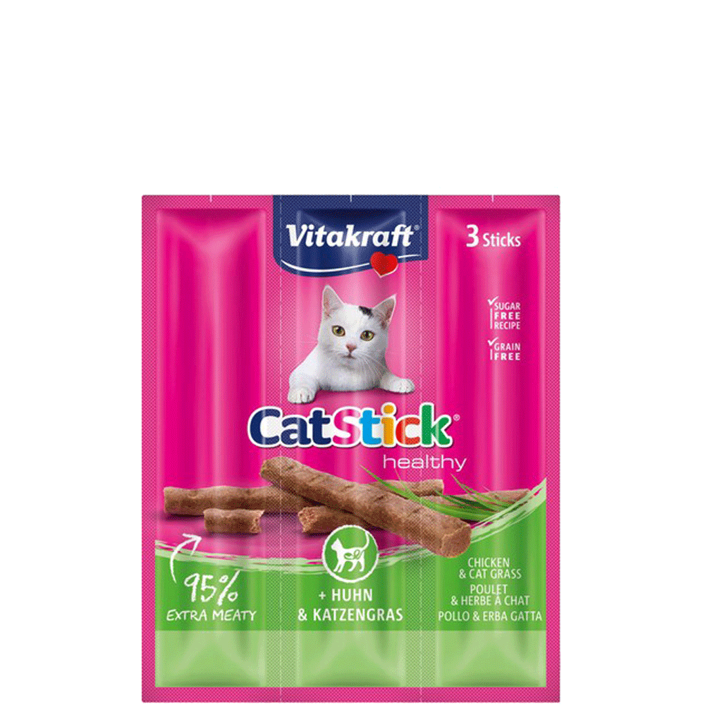 Bild: Vitakraft Cat Stick Mini Huhn Inulin Katzengras