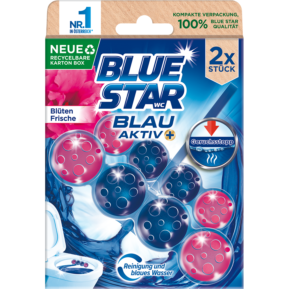 Bild: Blue Star Blau Aktiv WC-Steine Blüten Frische 
