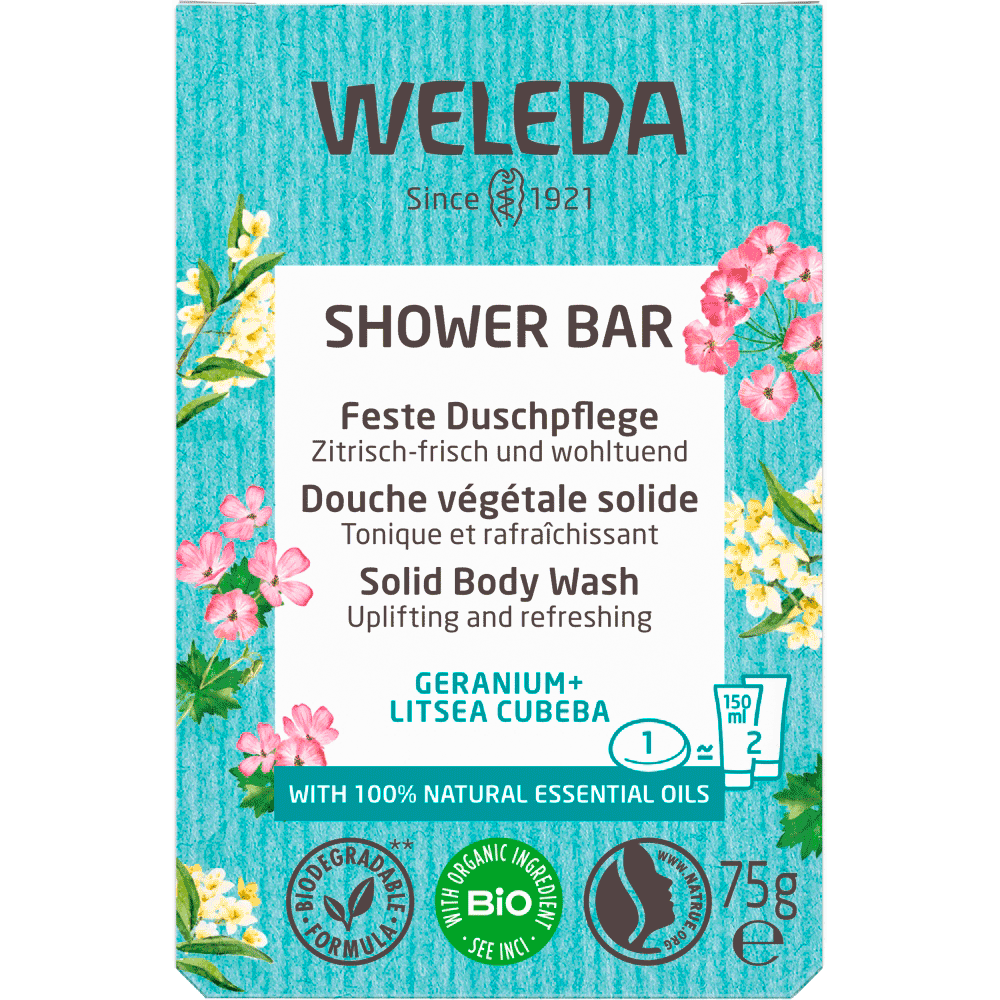 Bild: WELEDA Feste Dusche Geranium + Litsea