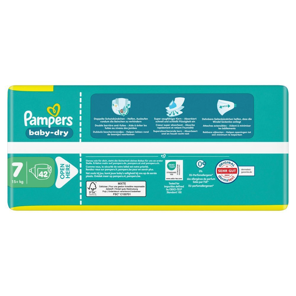 Bild: Pampers Baby-Dry Größe 7, 15kg+, Big Pack 