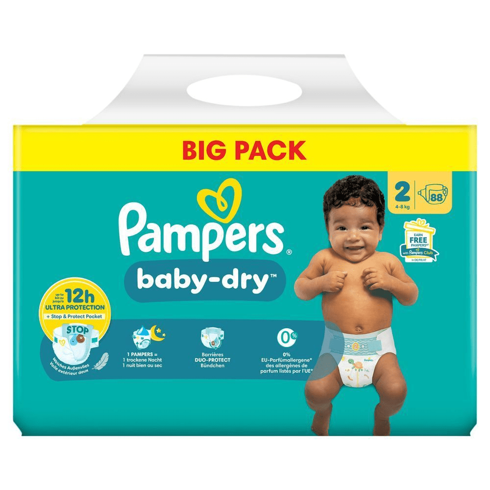Bild: Pampers Baby-Dry Größe 2, 4kg-8kg, Big Pack