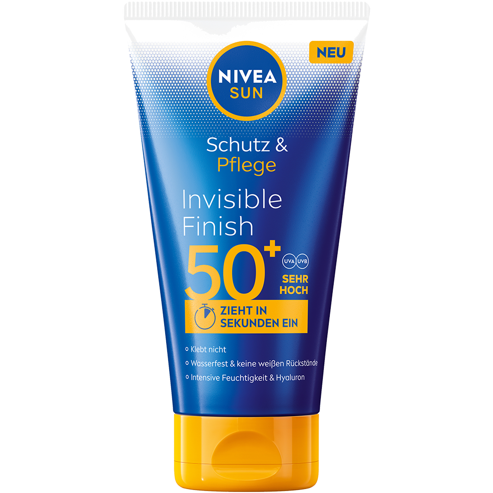 Bild: NIVEA Sun Schutz & Pflege Invisible Finish Sonnencreme LSF 50+