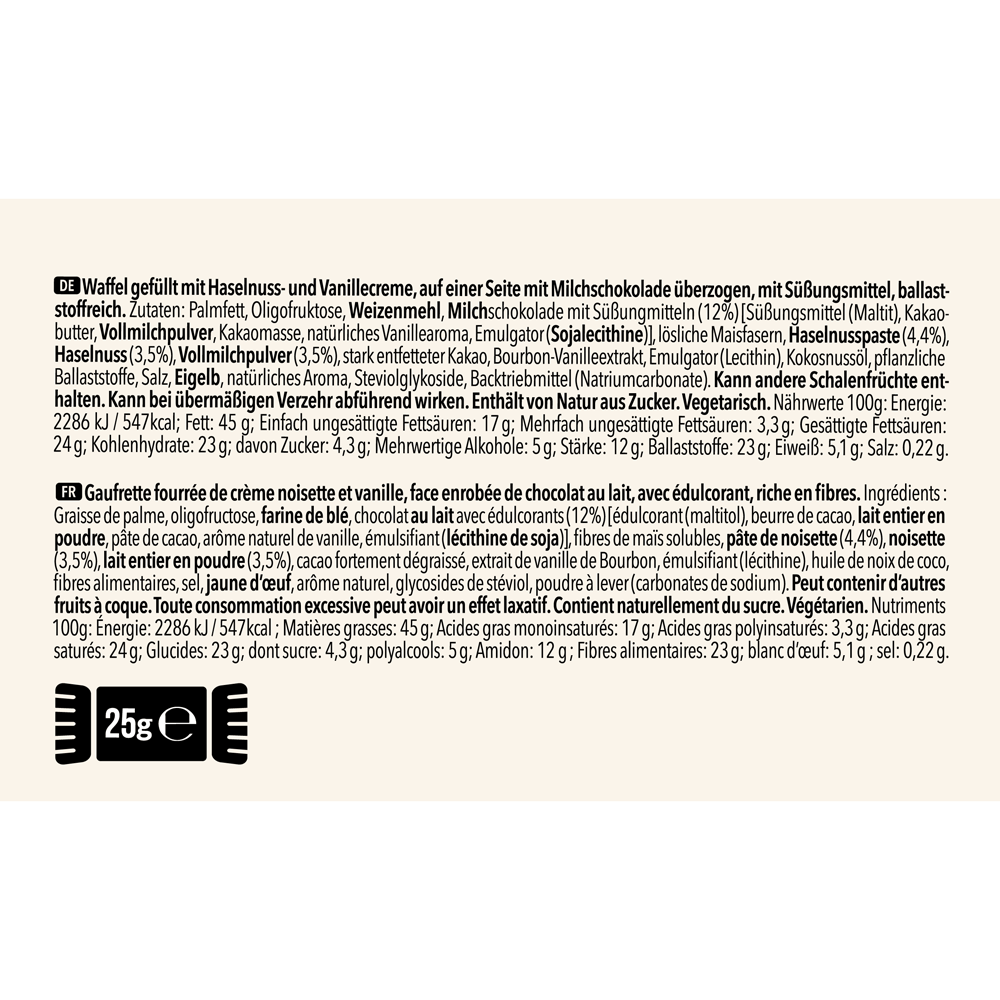 Bild: KETO Keast Milch, Schokolade, Haselnuss Waffel 