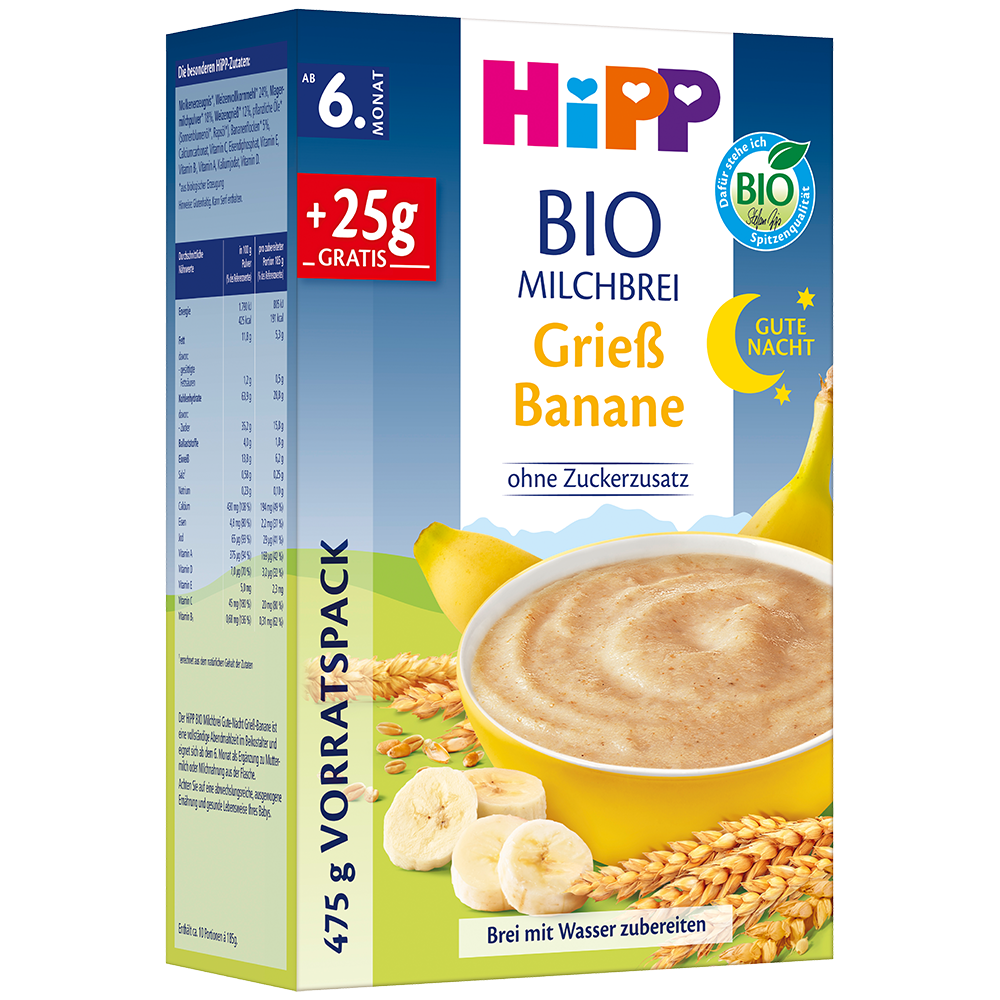 Bild: HiPP Bio Milchbrei Grieß Banane 
