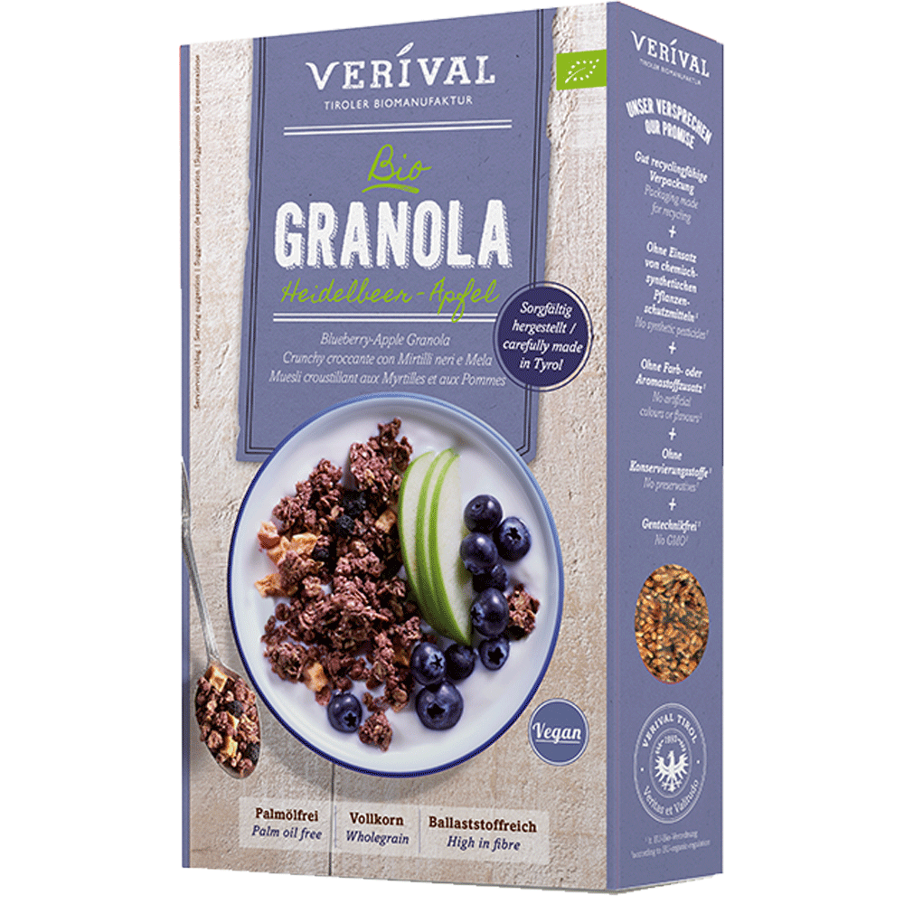 Bild: Verival Bio Granola Heidelbeer Apfel 