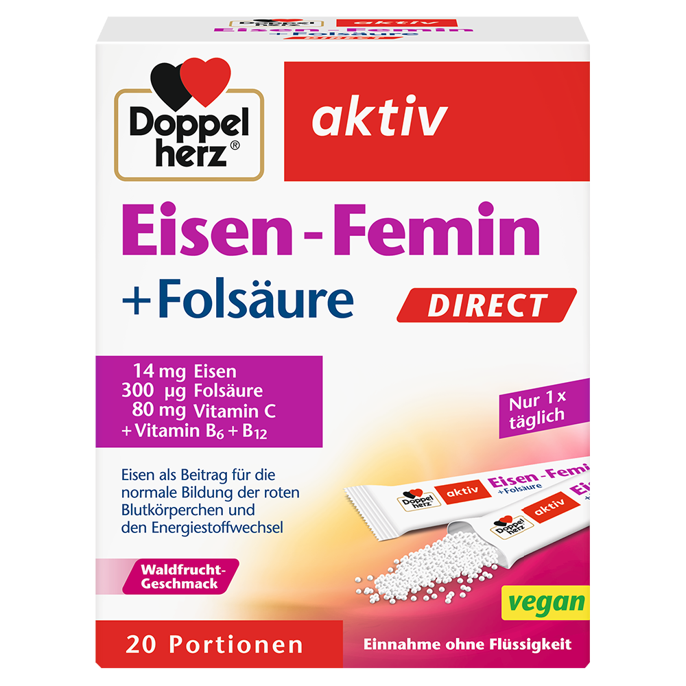 Bild: DOPPELHERZ Eisen-Femin + Folsäure Direct